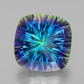 Quarzo mistico naturale multicolore da 21,55 ct, taglio a cuscino, VVS-VS