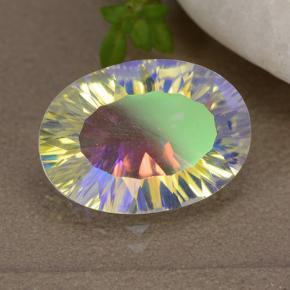 Quarzo mistico naturale multicolore da 4,64 ct, taglio ovale, VVS-VS
