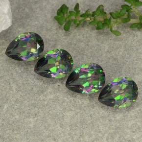 Quarzo mistico naturale multicolore da 3,68 ct, taglio a pera, VS