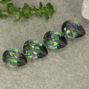 Quarzo mistico naturale multicolore da 3,68 ct, taglio a pera, VS