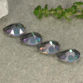 Quarzo mistico naturale multicolore da 3,68 ct, taglio a pera, VS