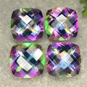 Quarzo mistico naturale multicolore da 7,33 ct, taglio a cuscino, VS