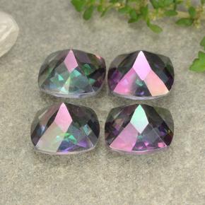 Quarzo mistico naturale multicolore da 7,33 ct, taglio a cuscino, VS