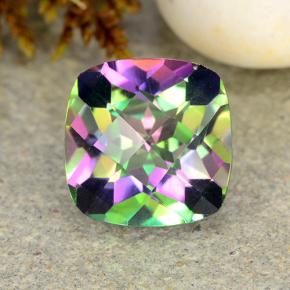 Quarzo mistico naturale multicolore da 2,02 ct, taglio a cuscino, VVS-VS