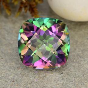Quarzo mistico naturale multicolore da 2,09 ct, taglio a cuscino, VVS-VS