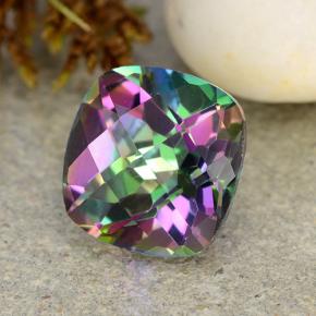 Quarzo mistico naturale multicolore da 2,09 ct, taglio a cuscino, VVS-VS