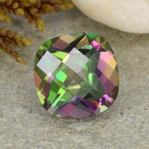 Quarzo mistico naturale multicolore da 2,33 ct, taglio a cuscino, VS-SI