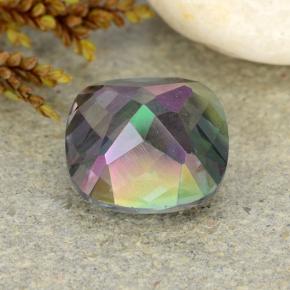 Quarzo mistico naturale multicolore da 2,33 ct, taglio a cuscino, VS-SI