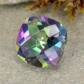 Quarzo mistico naturale multicolore da 2,05 ct, taglio a cuscino, VS