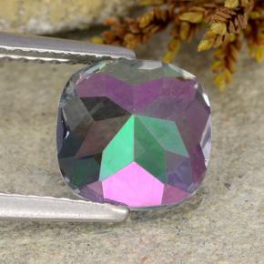 Quarzo mistico naturale multicolore da 2,05 ct, taglio a cuscino, VS