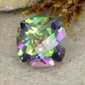Quarzo mistico naturale multicolore da 1,96 ct, taglio a cuscino, VS