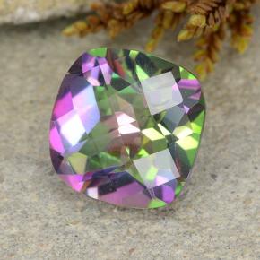 Quarzo mistico naturale multicolore da 1,96 ct, taglio a cuscino, VS
