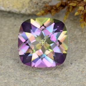 Quarzo mistico naturale multicolore da 1,83 ct, taglio a cuscino, VS