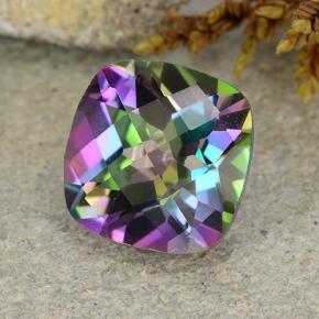 Quarzo mistico naturale multicolore da 1,83 ct, taglio a cuscino, VS