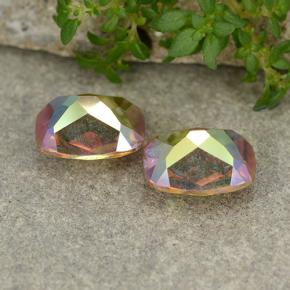 Quarzo mistico naturale multicolore da 3,64 ct, taglio a cuscino, VVS-VS