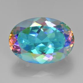 Quarzo mistico naturale multicolore da 7,23 ct, taglio ovale, VVS-VS