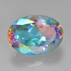 Quarzo mistico naturale multicolore da 7,23 ct, taglio ovale, VVS-VS
