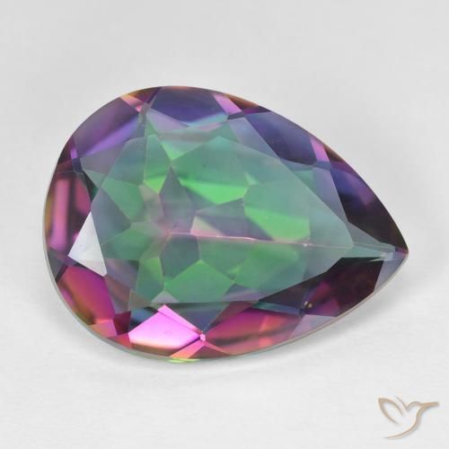Quarzo mistico naturale multicolore da 11,31 ct, taglio a pera, VVS-VS