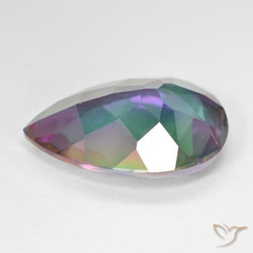 Quarzo mistico naturale multicolore da 11,31 ct, taglio a pera, VVS-VS