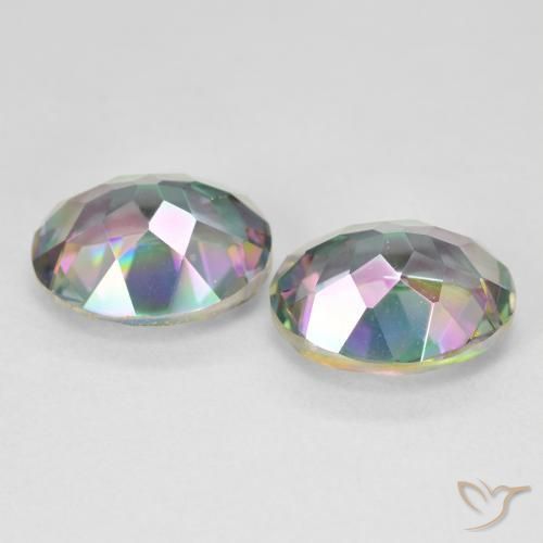 Gemme di Quarzo mistico Multicolore naturale da 9.18 ct, Taglio ovale, VVS-VS