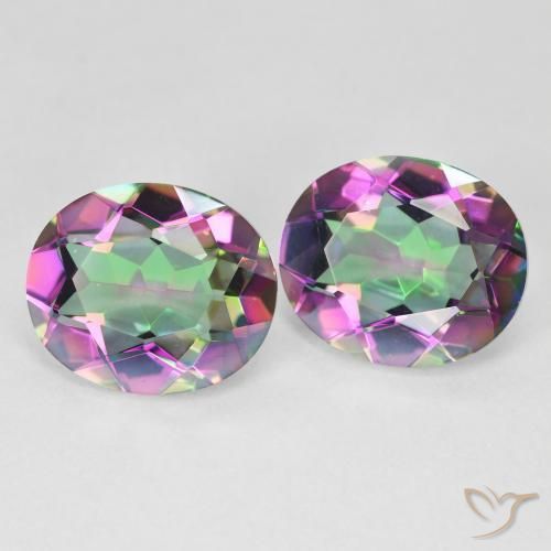 Quarzo mistico naturale multicolore da 8,46 ct, taglio ovale, VVS-VS