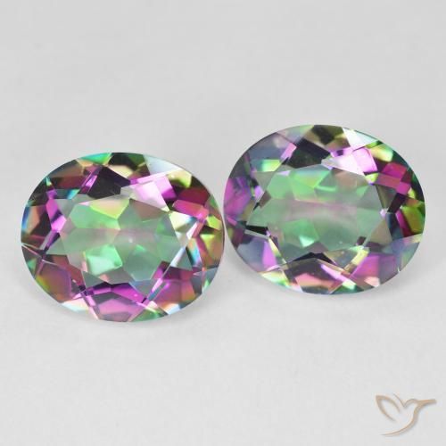 Gemme di Quarzo mistico Multicolore naturale da 9.31 ct, Taglio ovale, VVS-VS
