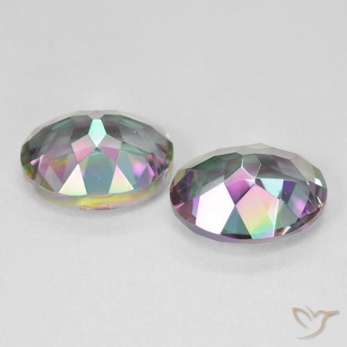 Gemme di Quarzo mistico Multicolore naturale da 8.78 ct, Taglio ovale, VVS-VS