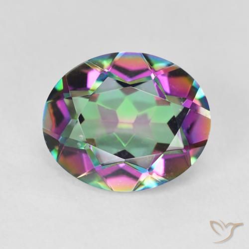 Quarzo mistico naturale multicolore da 4,10 ct, taglio ovale, VVS