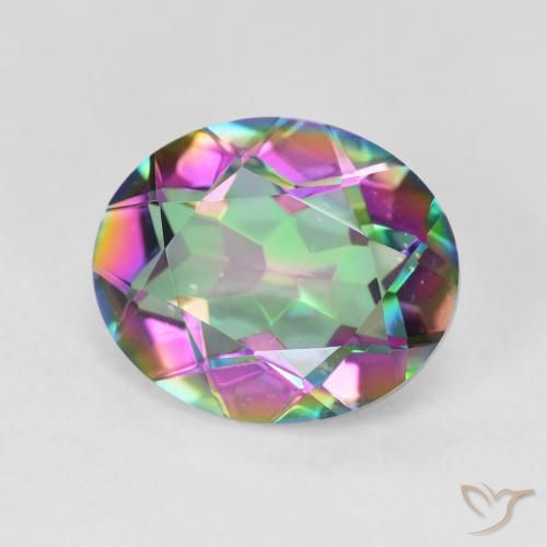 Quarzo mistico naturale multicolore da 4,10 ct, taglio ovale, VVS