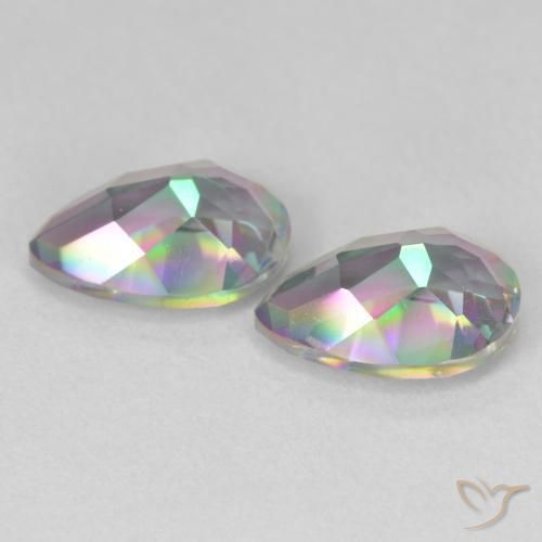 Gemme di Quarzo mistico Multicolore naturale da 3.86 ct, Forma a pera, VVS-VS
