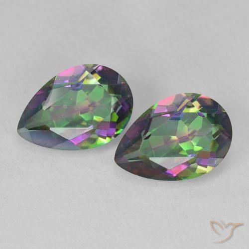 3.84ctw Naturale Multicolore Quarzo mistico, Forma a pera, VVS-VS