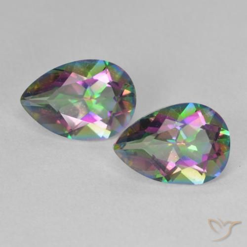 3.51ctw Naturale Multicolore Quarzo mistico, Forma a pera, VVS-VS