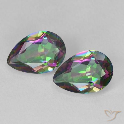 3.66ctw Naturale Multicolore Quarzo mistico, Forma a pera, VVS-VS