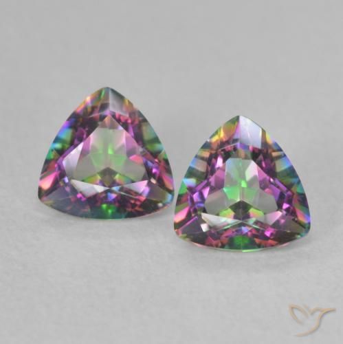 Quarzo mistico naturale multicolore da 0,88 ct, trillion, VVS-VS