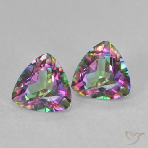 Quarzo mistico naturale multicolore da 0,88 ct, trillion, VVS-VS