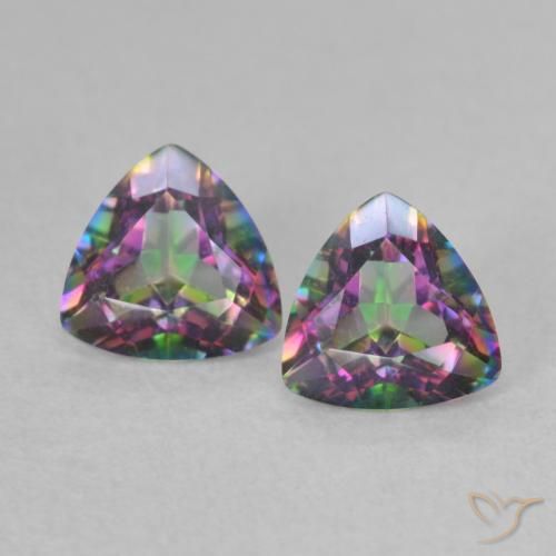 Quarzo mistico naturale multicolore da 0,88 ct, trillion, VVS-VS