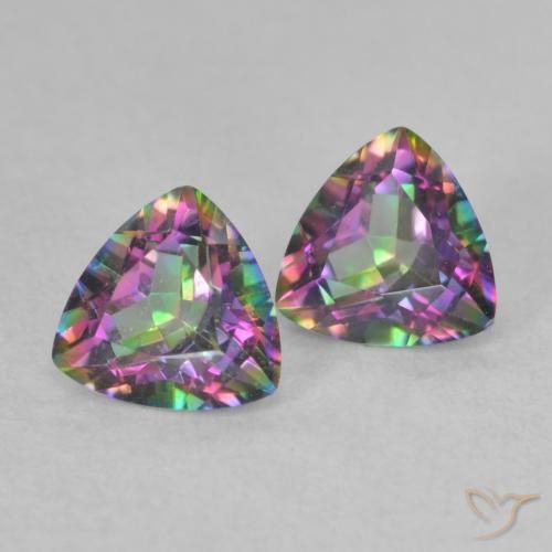 Quarzo mistico naturale multicolore da 0,88 ct, trillion, VVS-VS