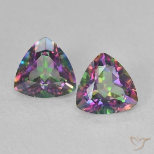 Gemme di Quarzo mistico Multicolore naturale da 0.90 ct, Taglio trillion, VVS-VS