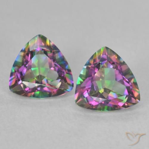 Gemme di Quarzo mistico Multicolore naturale da 0.89 ct, Taglio trillion, VVS-VS