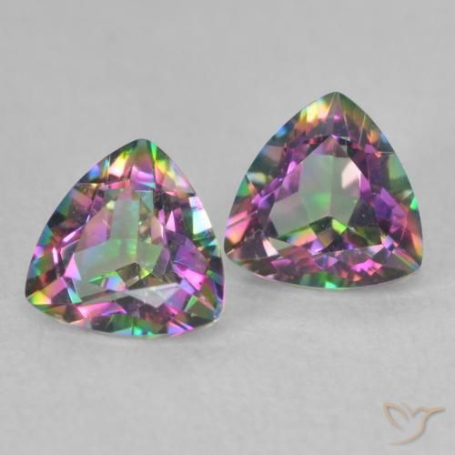 Gemme di Quarzo mistico Multicolore naturale da 0.89 ct, Taglio trillion, VVS-VS
