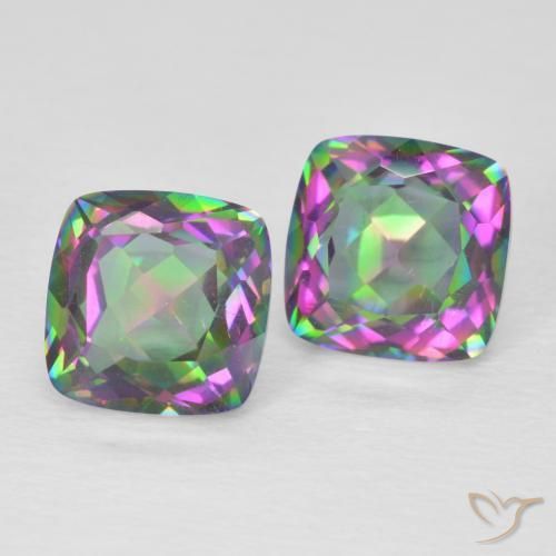 Gemme di Quarzo mistico Multicolore naturale da 3.22 ct, Taglio a cuscino, VVS
