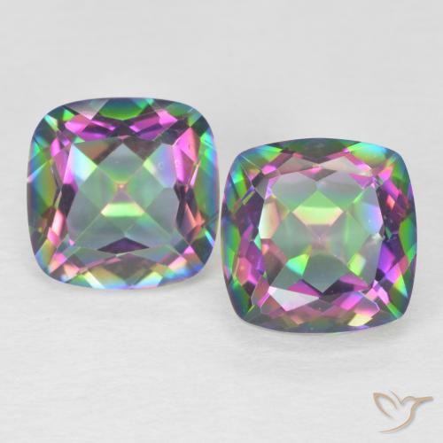 Gemme di Quarzo mistico Multicolore naturale da 4.33 ct, Taglio a cuscino, VVS-VS
