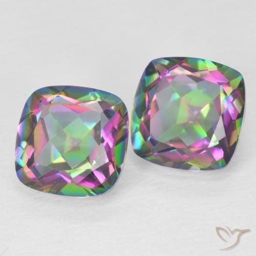 Gemme di Quarzo mistico Multicolore naturale da 4.33 ct, Taglio a cuscino, VVS-VS