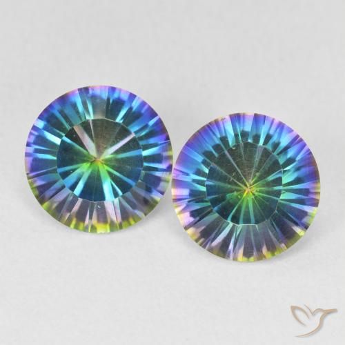 Quarzo mistico naturale multicolore da 3,30 ct, taglio rotondo, VS