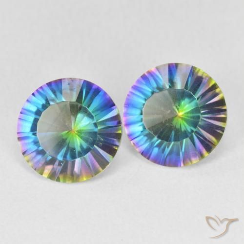 Quarzo mistico naturale multicolore da 3,30 ct, taglio rotondo, VS