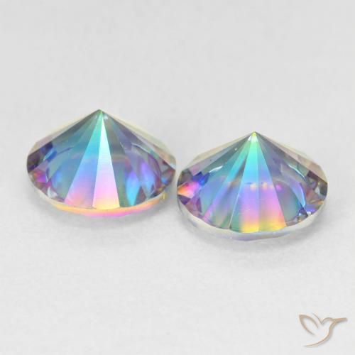 Quarzo mistico naturale multicolore da 3,30 ct, taglio rotondo, VS