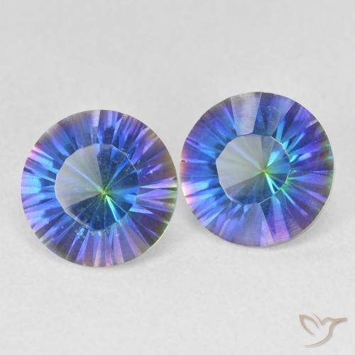 Gemme di Quarzo mistico Multicolore Blu naturale da 3.39 ct, Rotondo, VVS-VS