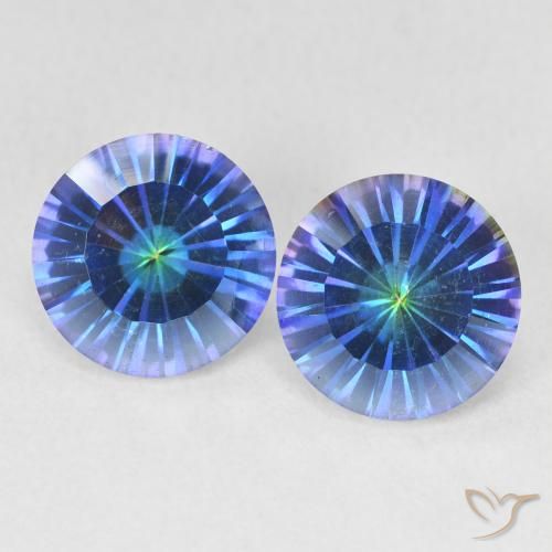 Gemme di Quarzo mistico Multicolore Blu naturale da 3.44 ct, Taglio rotondo, VVS-VS