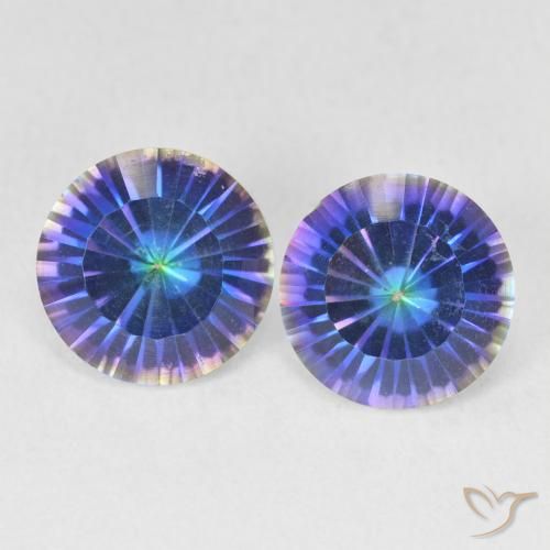 3.29ctw Naturale Multicolore Blu Quarzo mistico, Rotondo, VVS-VS