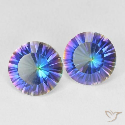 Gemme di Quarzo mistico Multicolore Blu naturale da 3.29 ct, Rotondo, VVS-VS